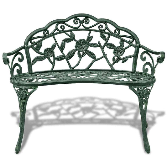 Garden Bench | Green | Cast aluminium, Cast iron | 100 cm | Durable