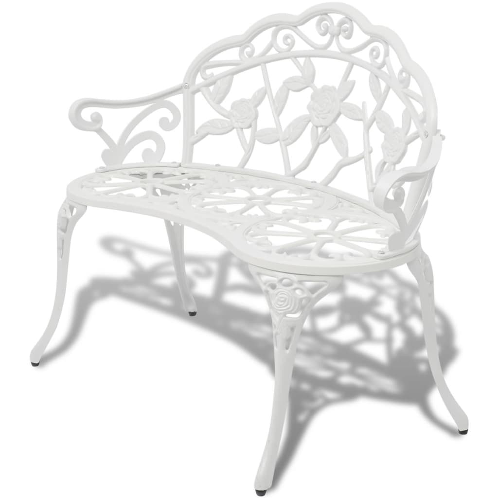 Garden Bench | White | Cast Aluminium and Cast Iron | 100 cm | Durable
