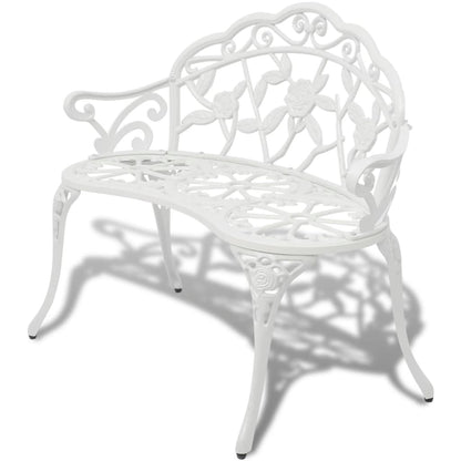Garden Bench | White | Cast Aluminium and Cast Iron | 100 cm | Durable