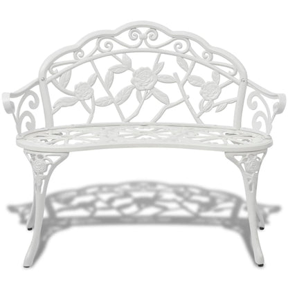 Garden Bench | White | Cast Aluminium and Cast Iron | 100 cm | Durable