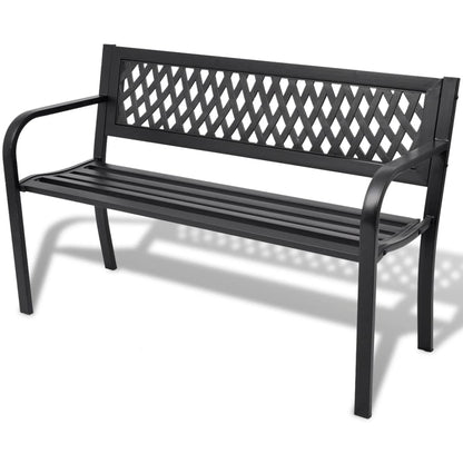 Garden Bench | Black | Steel frame | 2-seater | Durable | Garden Bench