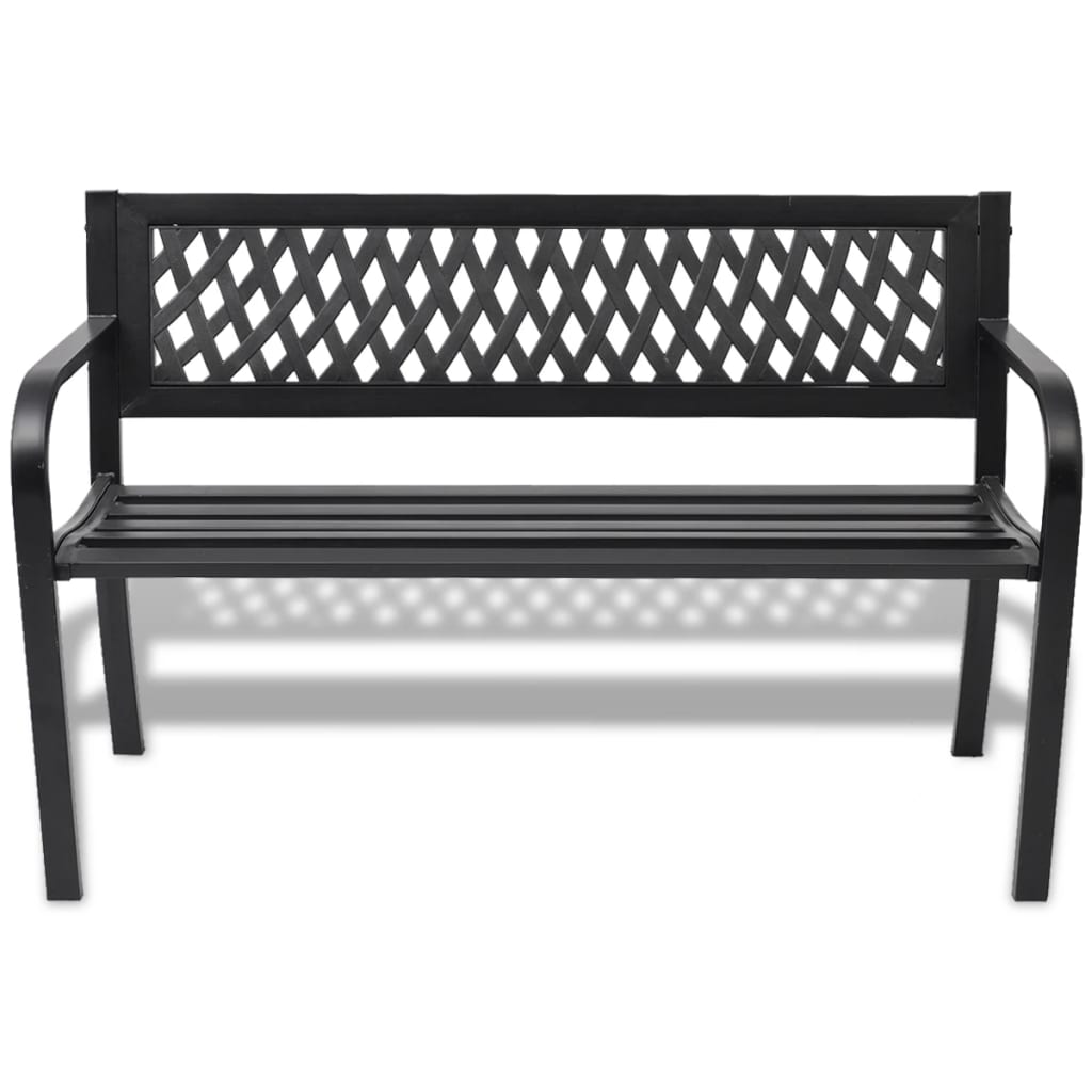Garden Bench | Black | Steel frame | 2-seater | Durable | Garden Bench