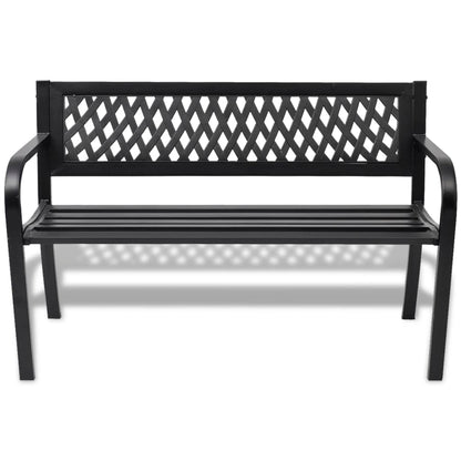 Garden Bench | Black | Steel frame | 2-seater | Durable | Garden Bench