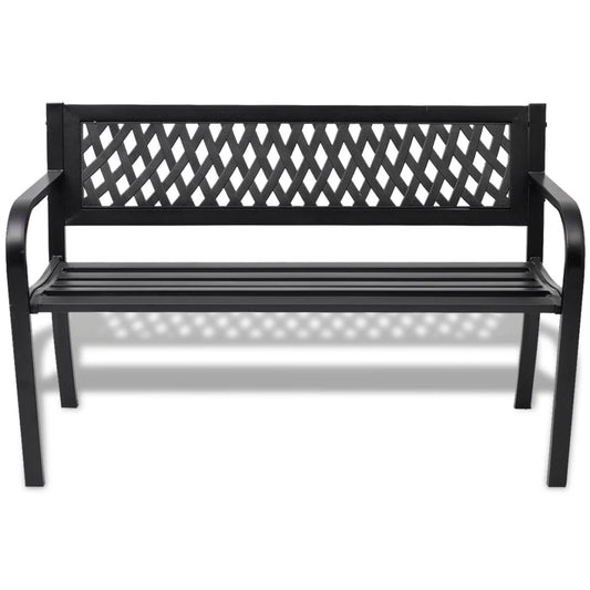 Garden Bench | Black | Steel frame | 2-seater | Durable | Garden Bench