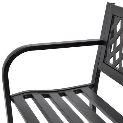 Garden Bench | Black | Steel frame | 2-seater | Durable | Garden Bench