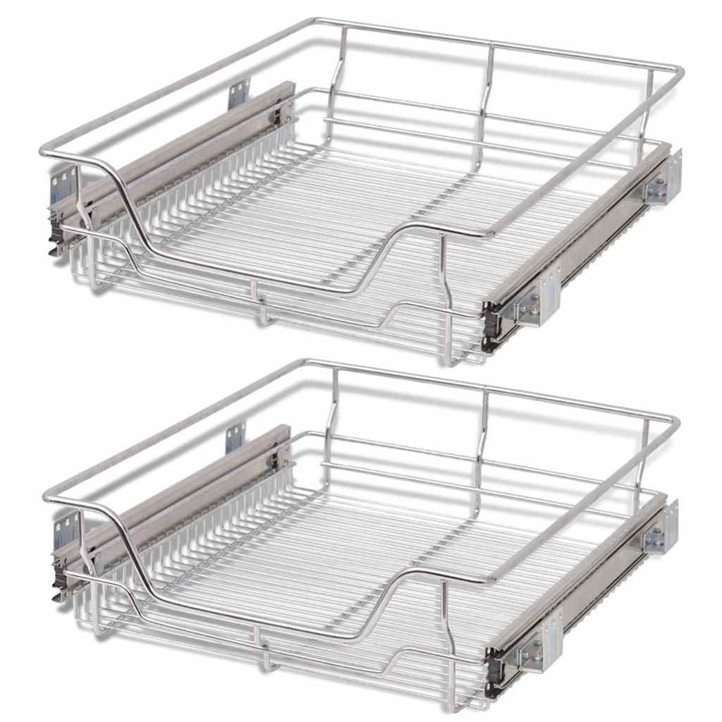 50480 vidaXL Pull-Out Wire Baskets 2 pcs Silver 500 mm