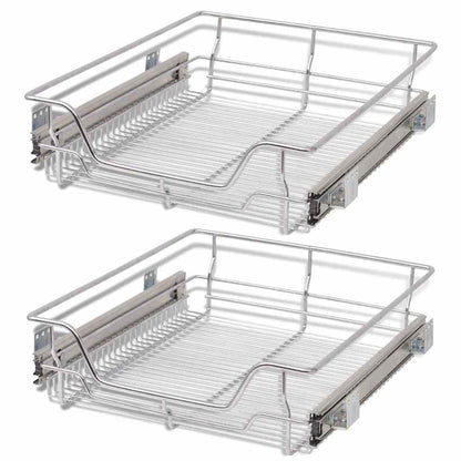50480 vidaXL Pull-Out Wire Baskets 2 pcs Silver 500 mm