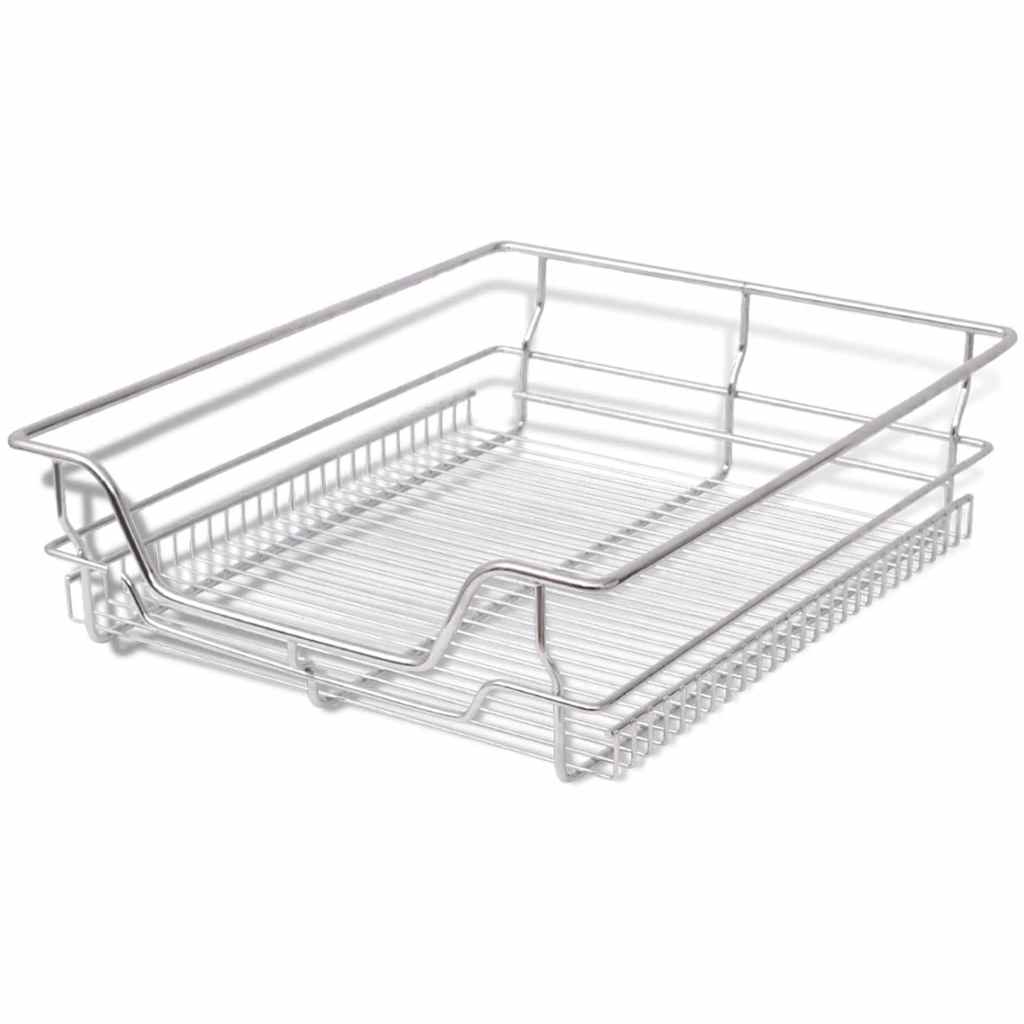 50480 vidaXL Pull-Out Wire Baskets 2 pcs Silver 500 mm