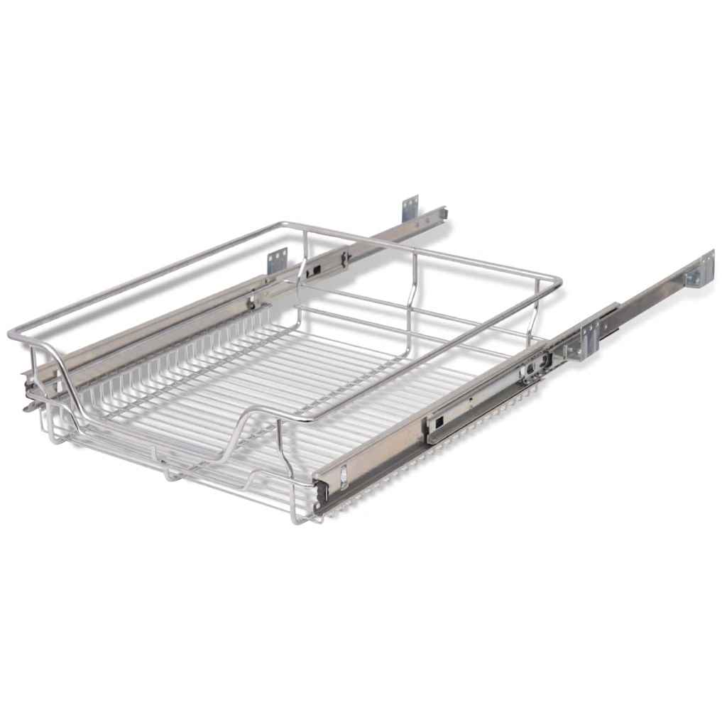 50480 vidaXL Pull-Out Wire Baskets 2 pcs Silver 500 mm
