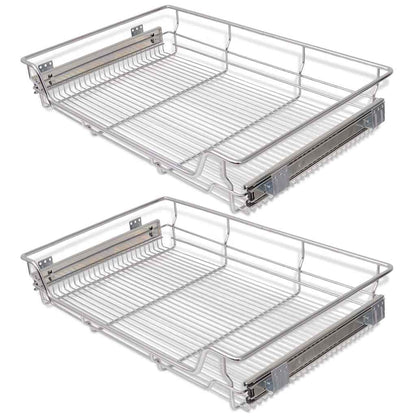 50482 vidaXL Pull-Out Wire Baskets 2 pcs Silver 800 mm