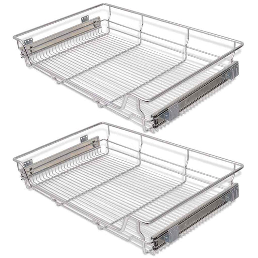50482 vidaXL Pull-Out Wire Baskets 2 pcs Silver 800 mm