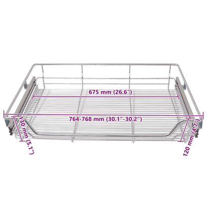 50482 vidaXL Pull-Out Wire Baskets 2 pcs Silver 800 mm