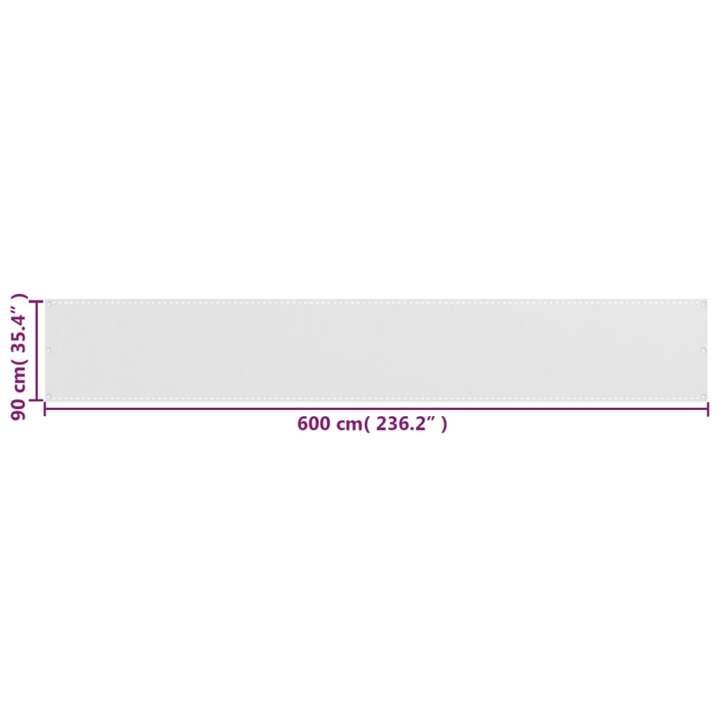 Balcony Screen HDPE 90x600 cm White