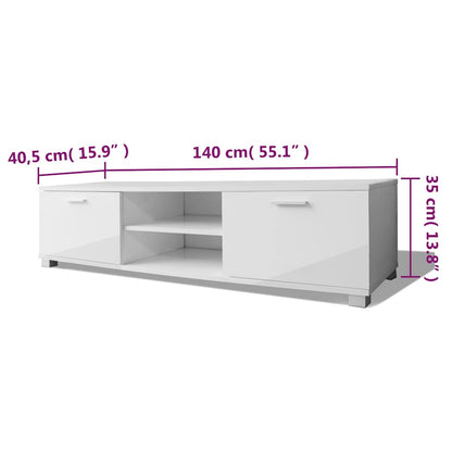 TV Stand | High-gloss white | Engineered wood, MDF | Medium | TV Cabinet