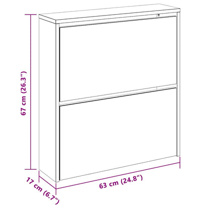 Shoe Cabinet 2-Layer Mirror Oak 63x17x67 cm