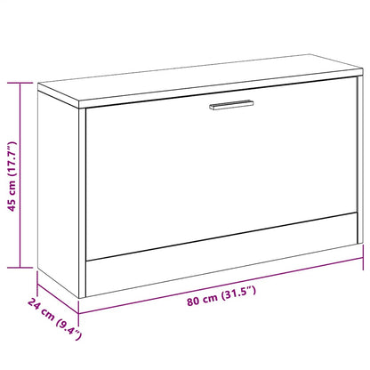 Shoe Storage Bench Oak 80x24x45 cm