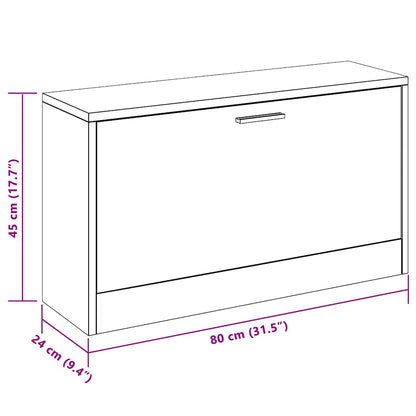 Shoe Storage Bench White 80x24x45 cm