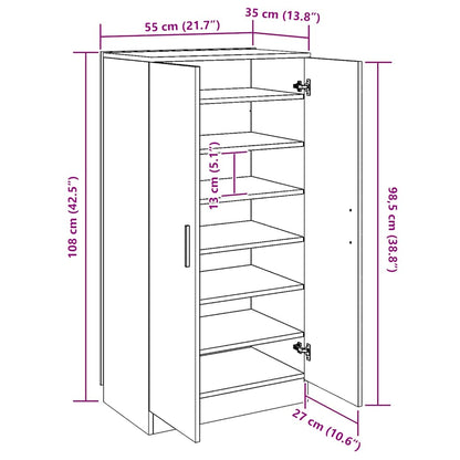 Shoe Cabinet 7 Shelves White