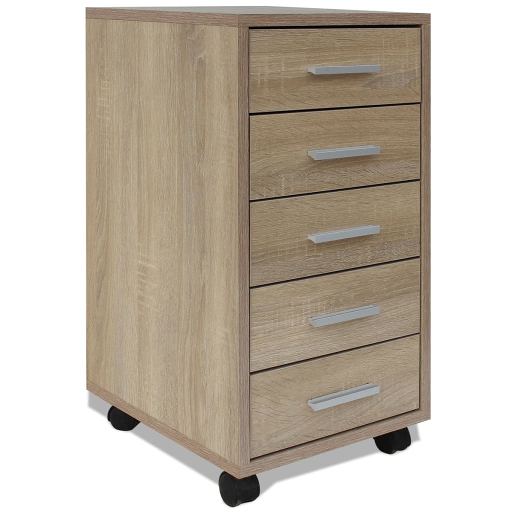 Office Drawer Unit | Oak | Engineered wood, MDF, Aluminium | Medium
