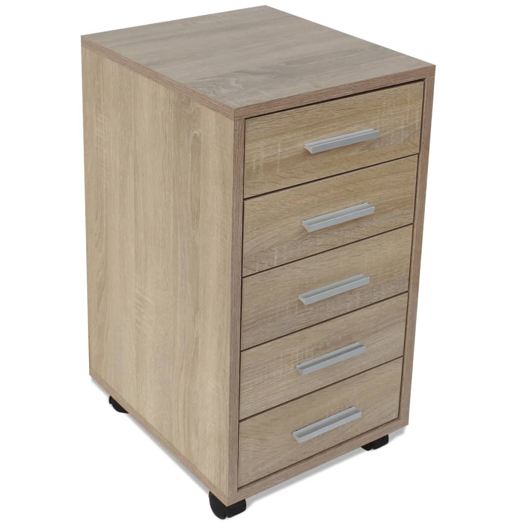 Office Drawer Unit | Oak | Engineered wood, MDF, Aluminium | Medium