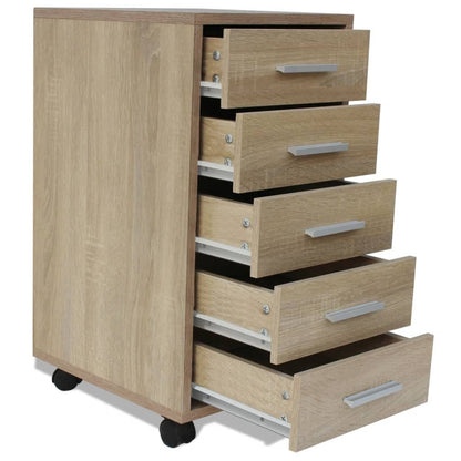 Office Drawer Unit | Oak | Engineered wood, MDF, Aluminium | Medium