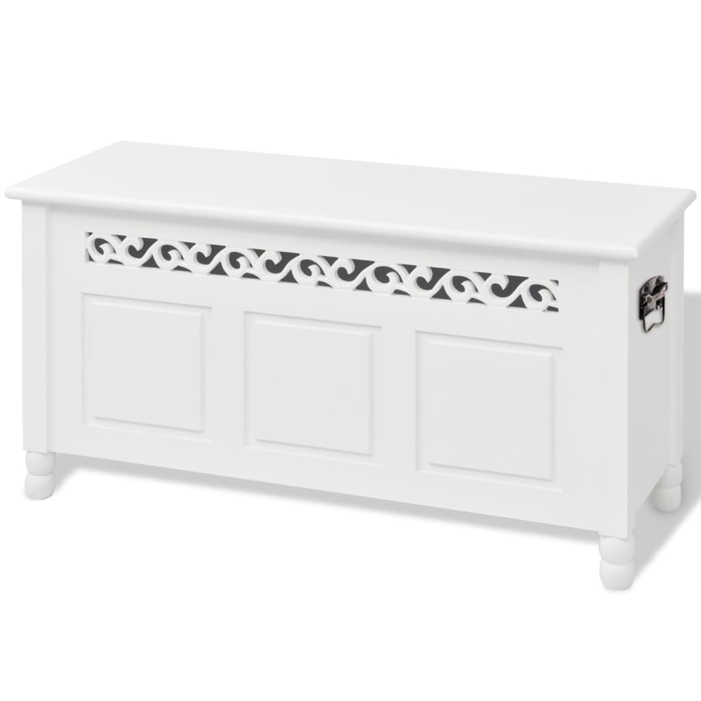 Storage Bench Baroque Style MDF White
