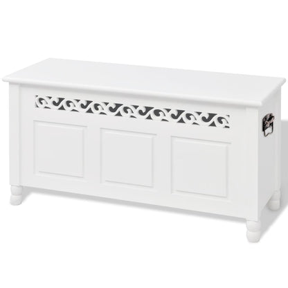 Storage Bench Baroque Style MDF White