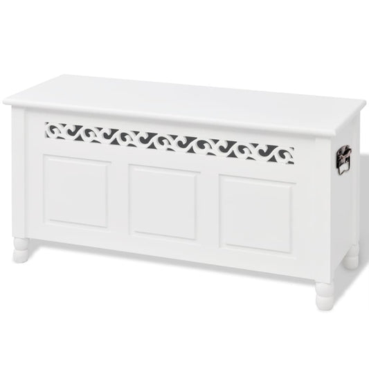 Storage Bench Baroque Style MDF White