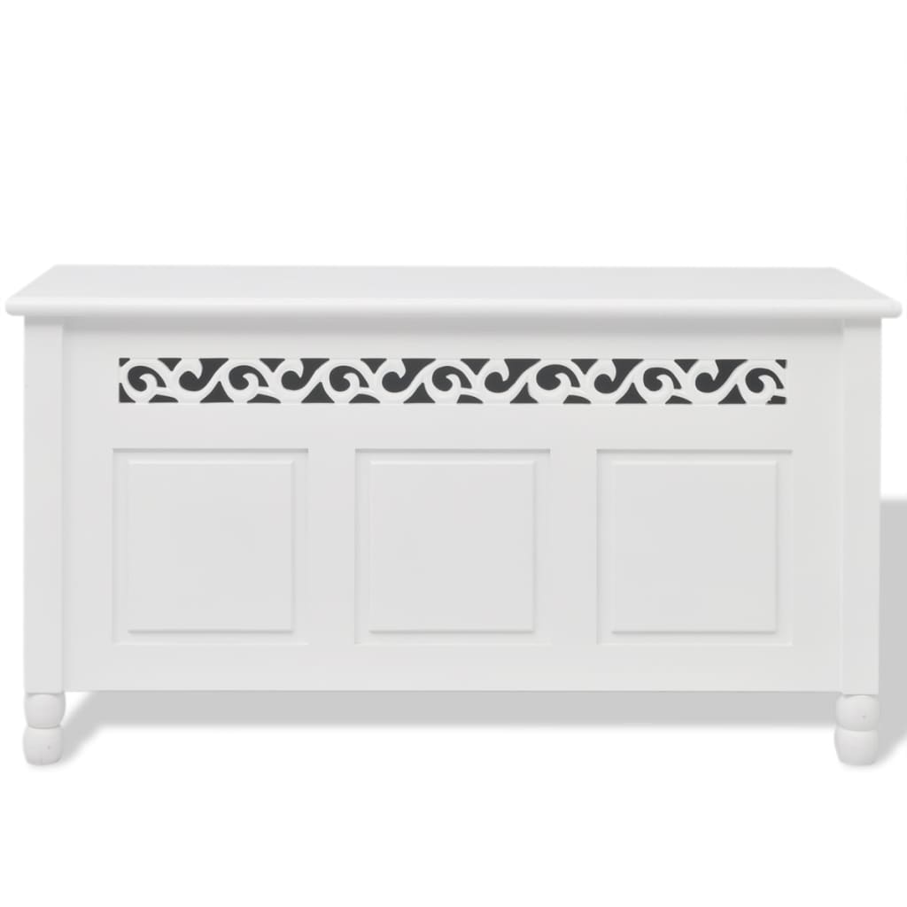 242646 vidaXL Storage Bench Baroque Style MDF White