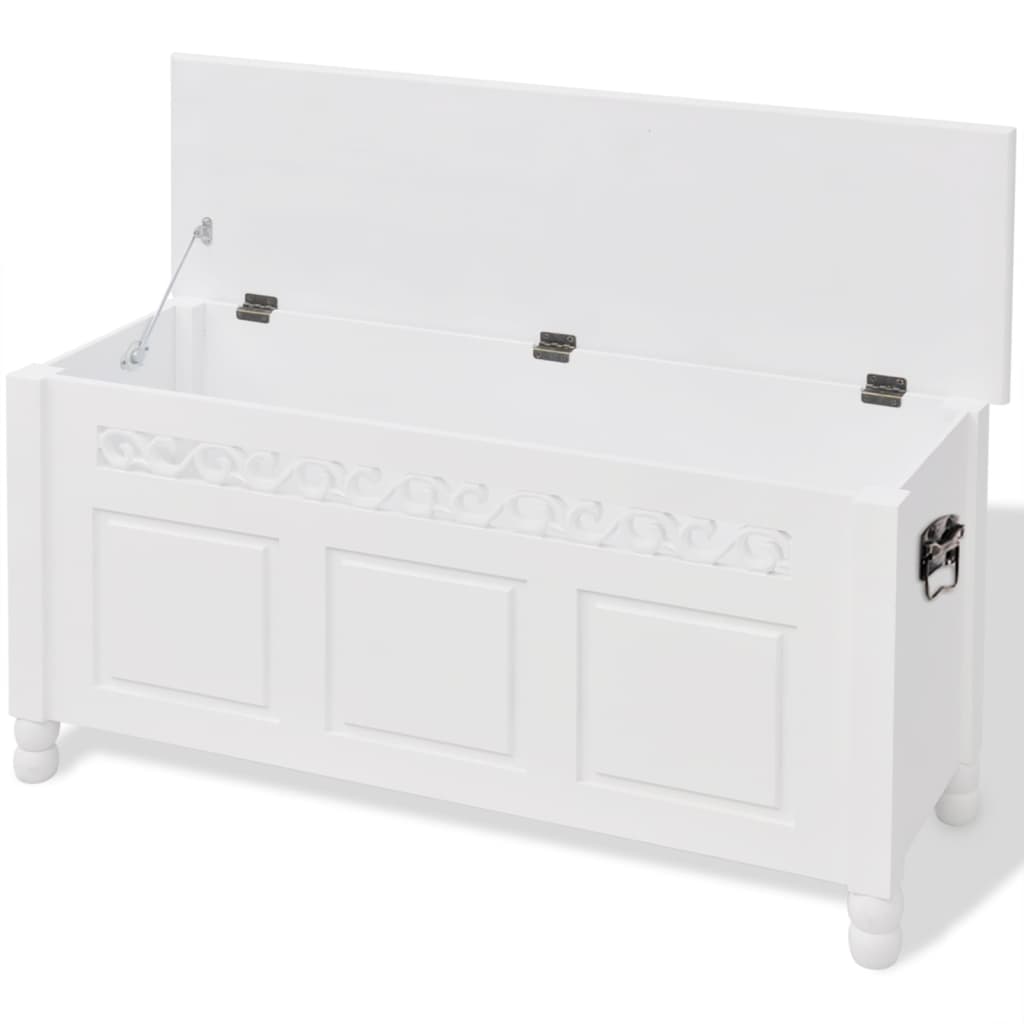 Storage Bench Baroque Style MDF White