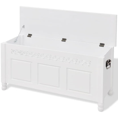 Storage Bench Baroque Style MDF White