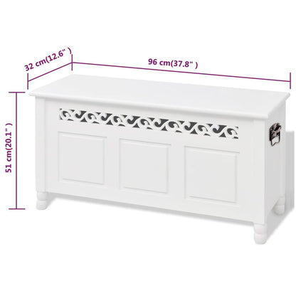 Storage Bench Baroque Style MDF White