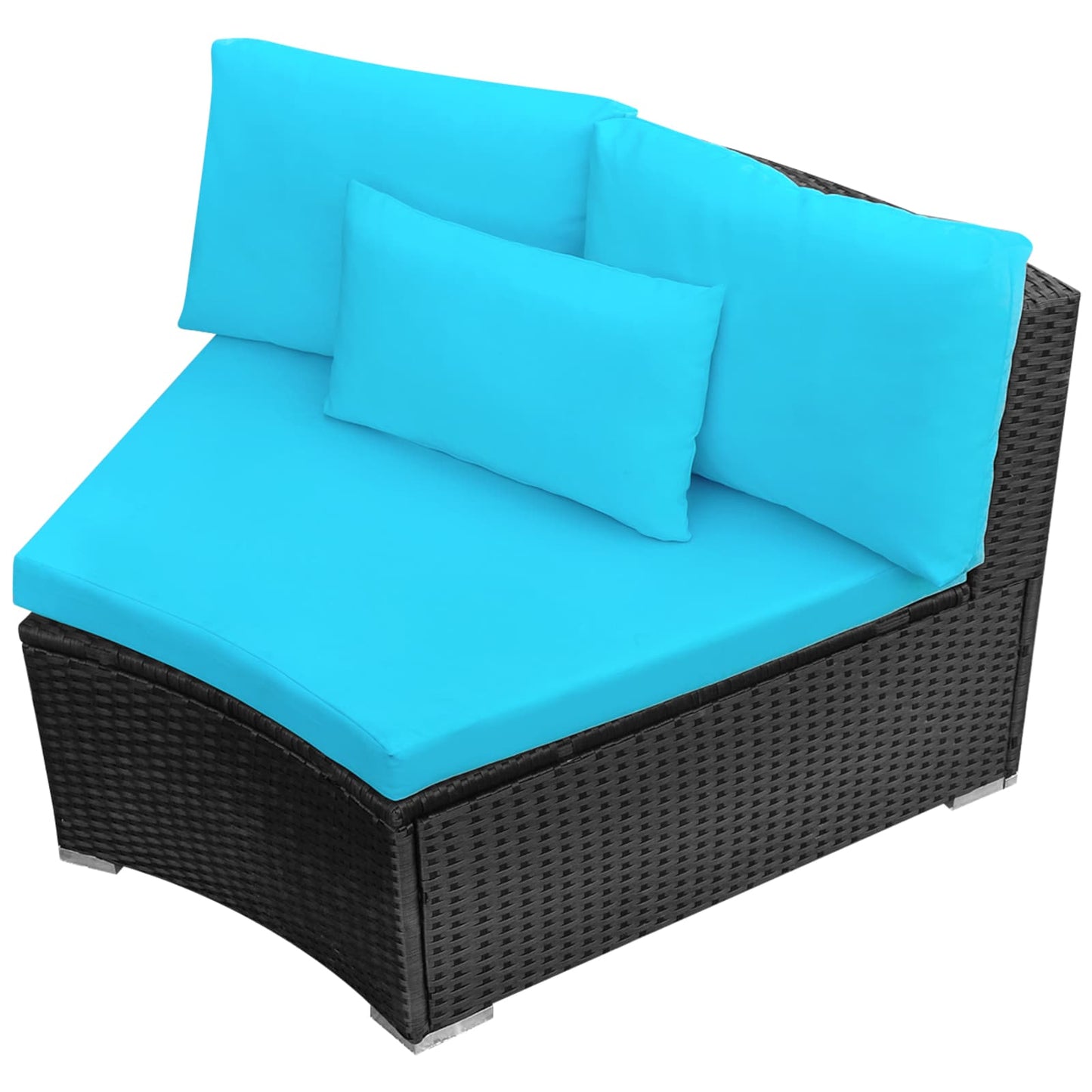 Round Sofa Set 11 pcs Blue Poly Rattan
