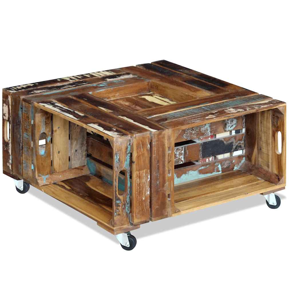 243306 vidaXL Coffee Table Solid Reclaimed Wood 70x70x35 cm
