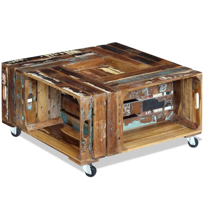 243306 vidaXL Coffee Table Solid Reclaimed Wood 70x70x35 cm