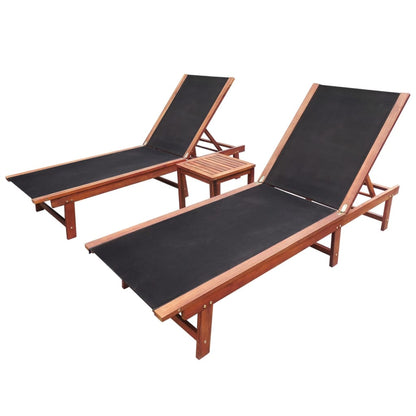 Sun Lounger | Dark wood, Black | Acacia wood and textilene | Full