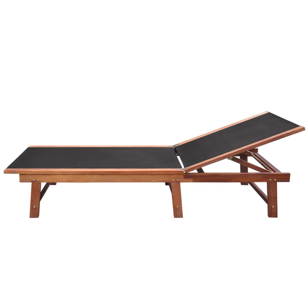 Sun Lounger | Dark wood, Black | Acacia wood and textilene | Full