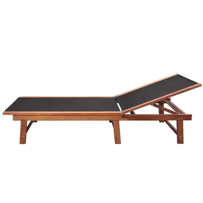 Sun Lounger | Dark wood, Black | Acacia wood and textilene | Full