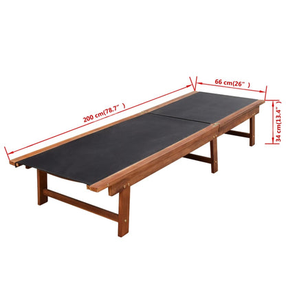 Sun Lounger | Dark wood, Black | Acacia wood and textilene | Full