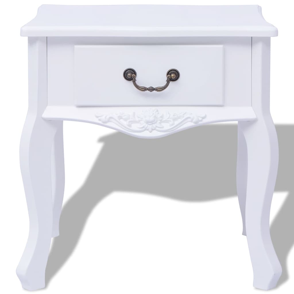 242749 vidaXL Bedside Cabinet MDF White