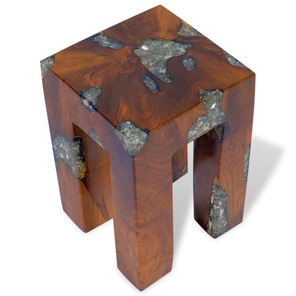 Stool | Multicolour | Solid teak wood | 30x30x40 cm | Classic/Traditional