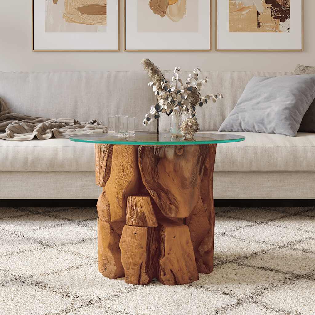 243474 vidaXL Coffee Table Solid Teak Driftwood 60 cm