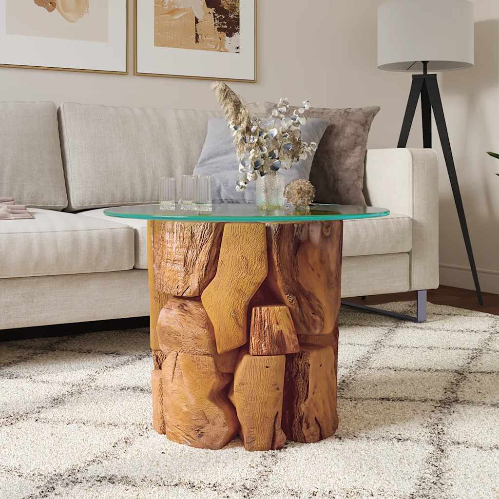 243474 vidaXL Coffee Table Solid Teak Driftwood 60 cm