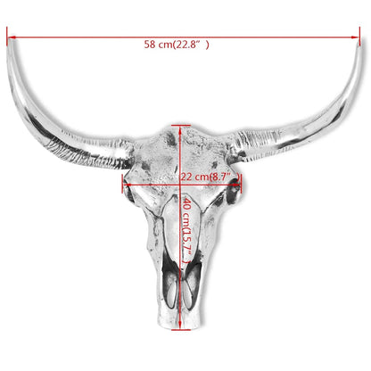 Skull Head Decoration | Silver | Aluminium | Large | Decorative Inlays