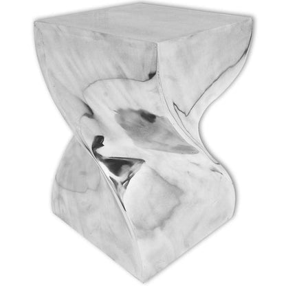 243507 vidaXL Stool/Side Table Twisted Shape Aluminium Silver