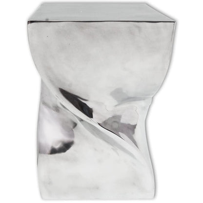243507 vidaXL Stool/Side Table Twisted Shape Aluminium Silver