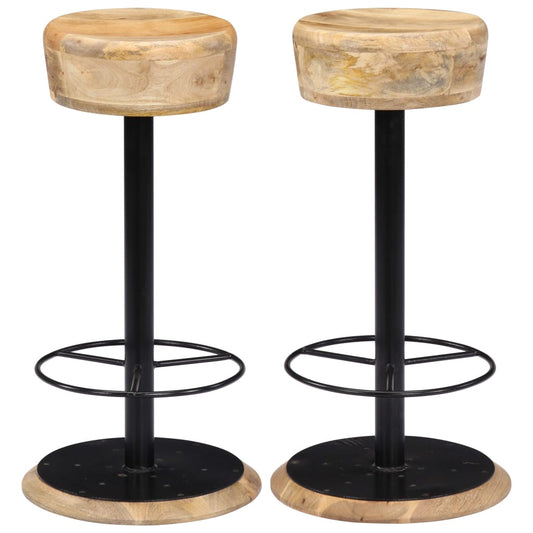 Bar Chair | Light Brown, Black | Solid Mango Wood, Powder-Coated Iron