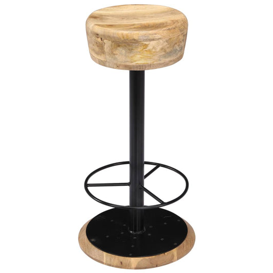Bar Chair | Light Brown, Black | Solid Mango Wood, Powder-Coated Iron