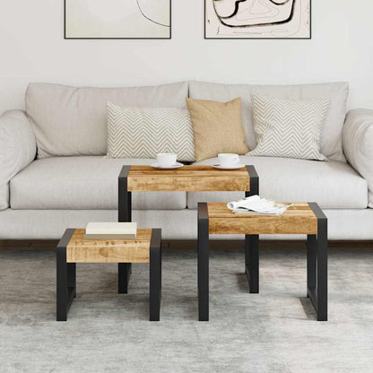 247404 vidaXL Nesting Tables 3 pcs Solid Mango Wood