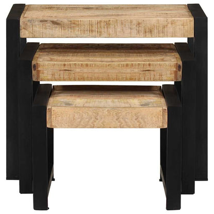 247404 vidaXL Nesting Tables 3 pcs Solid Mango Wood